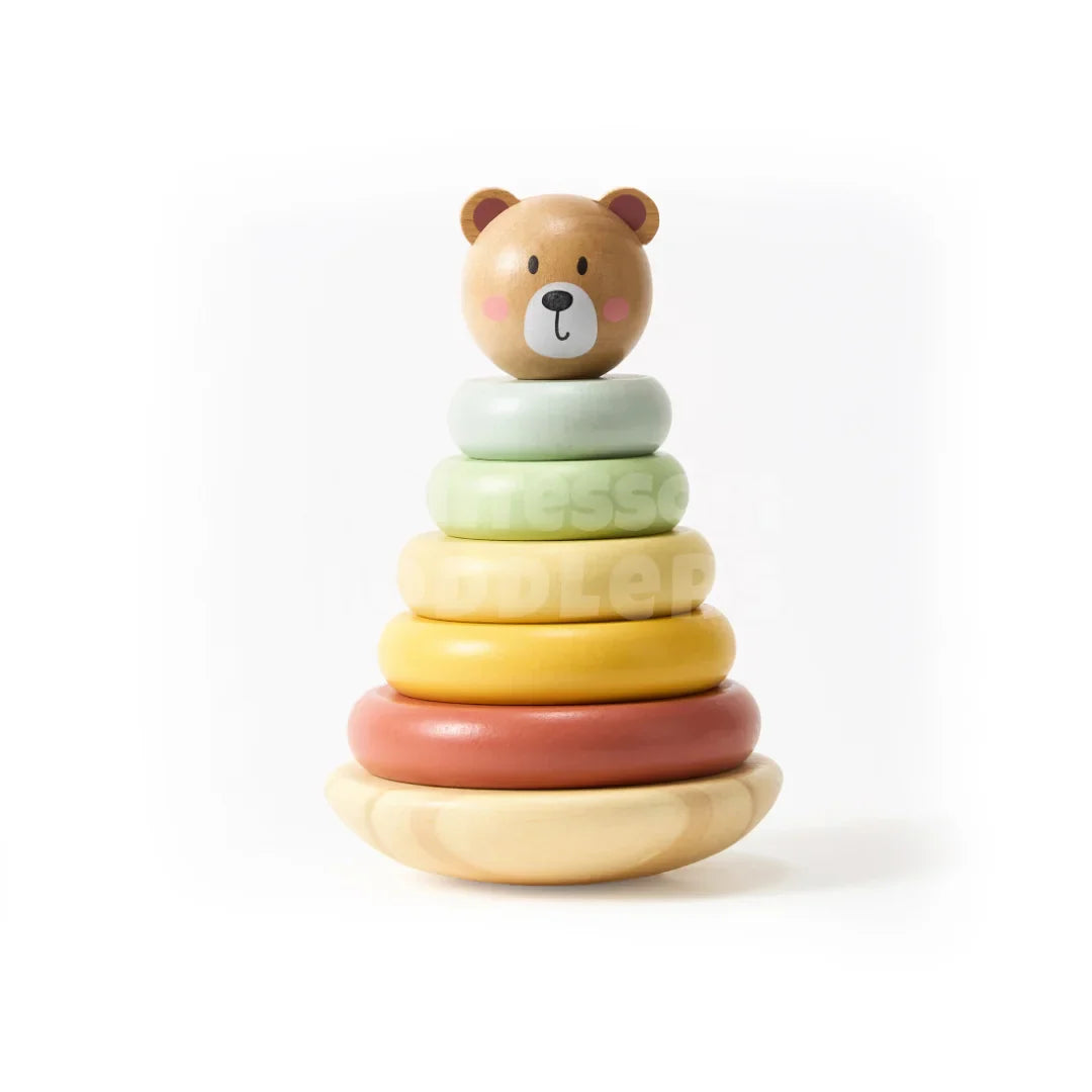 Toddlers Wooden Bear Tower - Stapla, lek och lär