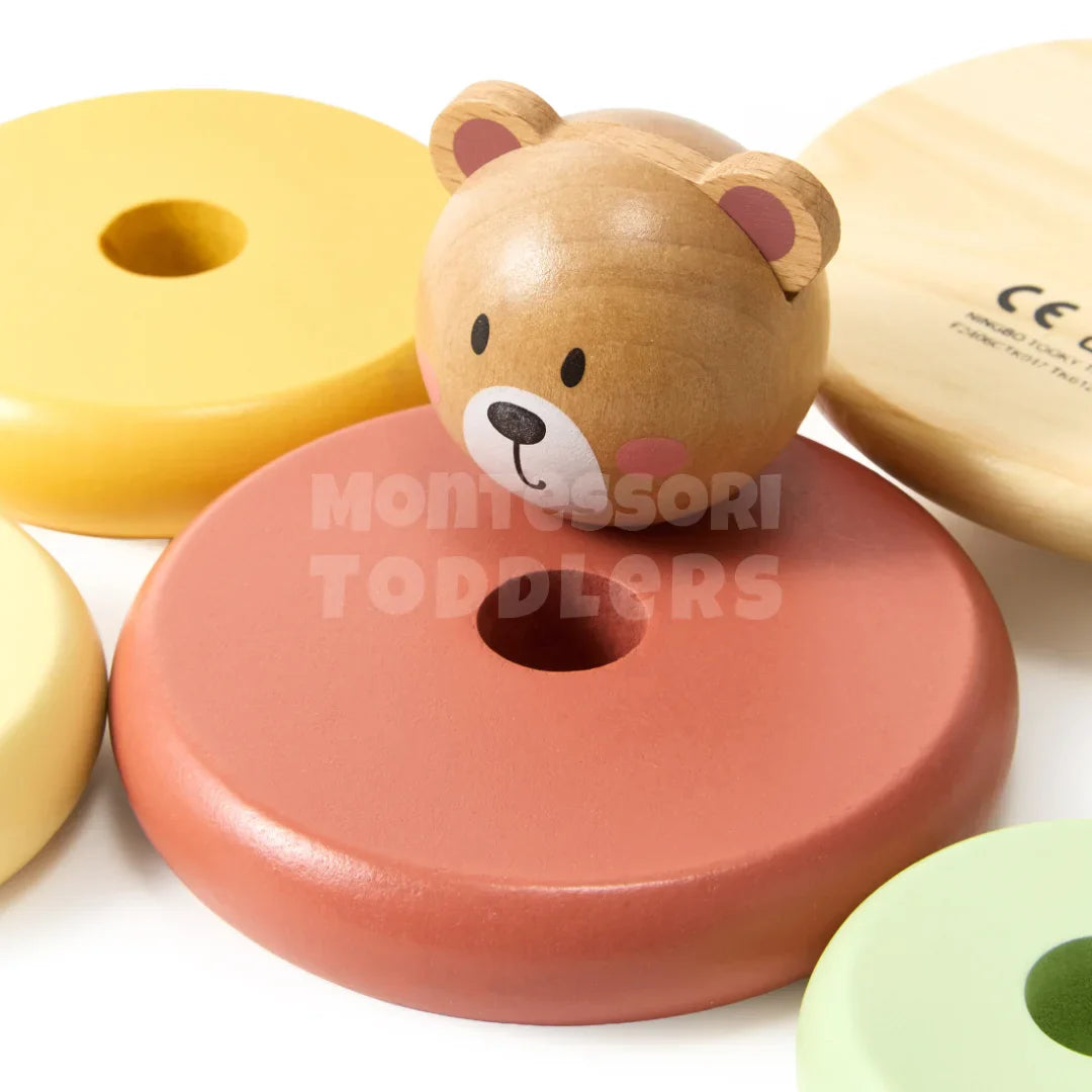 Toddlers Wooden Bear Tower - Stapla, lek och lär