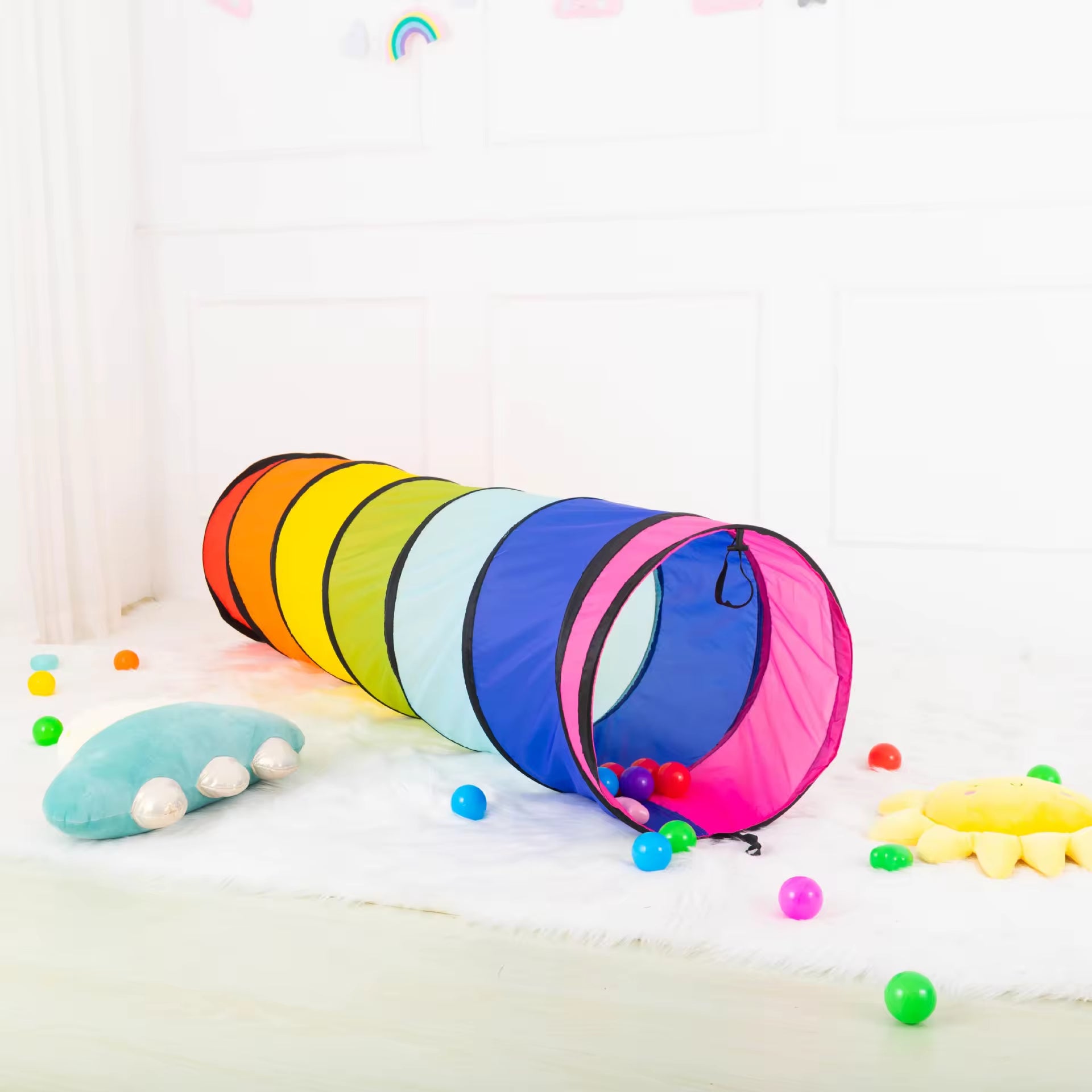 Toddlers Rainbow Crawl Play Tunnel 180cm