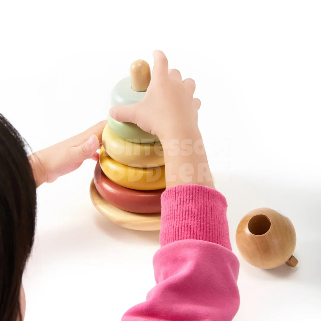 Toddlers Wooden Bear Tower - Stapla, lek och lär