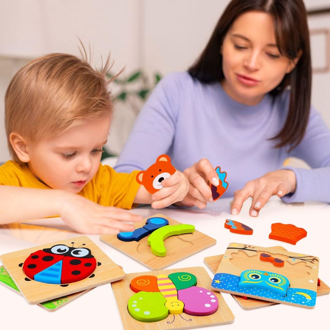 Toddlers Wooden Animal Puzzle 6-pack