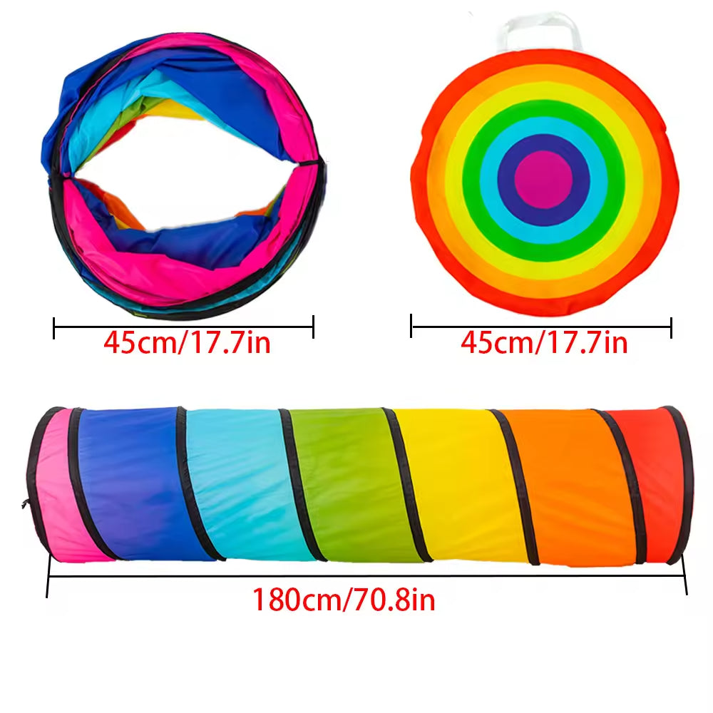 Toddlers Rainbow Crawl Play Tunnel 180cm